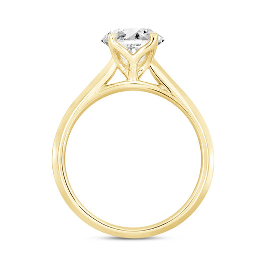 LADIES SOLITAIRE RING 4CT ROUND DIAMOND 14K YELLOW GOLD 