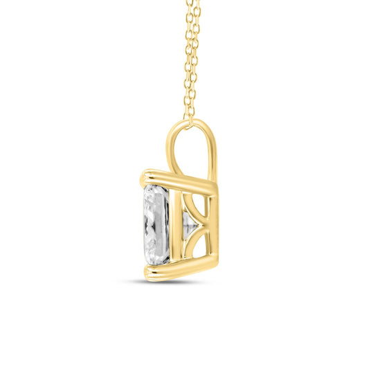 LADIES SOLITAIRE PENDANT WITH CHAIN 4CT PRINCESS DIAMOND 14K YELLOW GOLD 