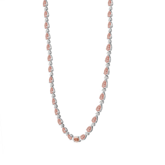 LADIES NECKLACE 15CT ROUND/PEAR/OVAL DIAMOND 14K WHITE/ROSE GOLD 