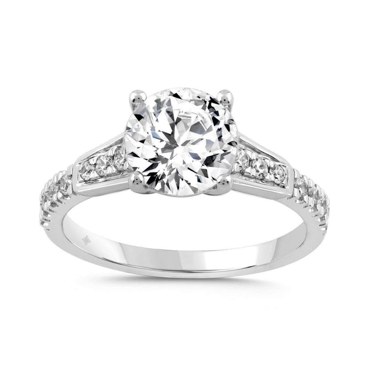 LADIES RING 2 1/4CT ROUND DIAMOND 14K WHITE GOLD (CENTER STONE ROUND DIAMOND 2.00CT)