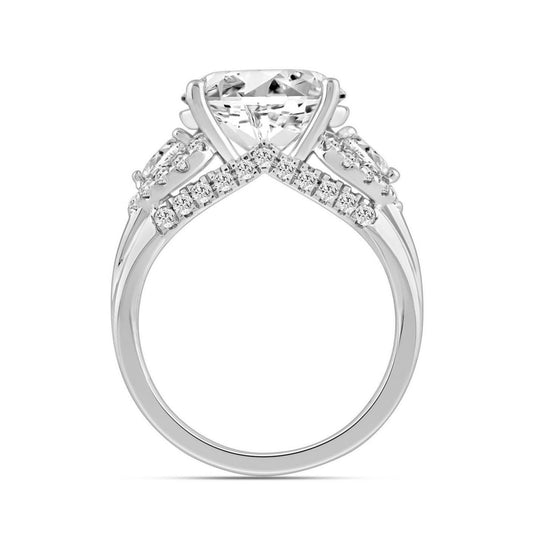 LADIES RING 3.75CT ROUND/PEAR/OVAL DIAMOND 14K WHITE GOLD (CENTER STONE OVAL DIAMOND 3.00CT)