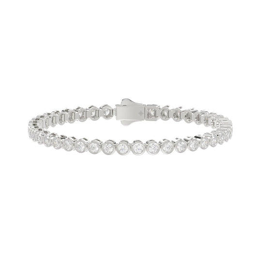 LADIES BRACELET 5.00CT ROUND DIAMOND 14K WHITE GOLD 