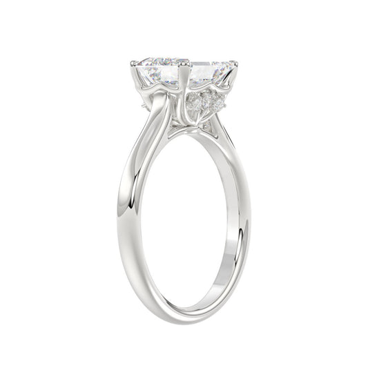 LADIES BRIDAL SET 3 1/2CT ROUND/EMERALD DIAMOND 14K WHITE GOLD (CENTER STONE EMERALD DIAMOND 2.00CT)