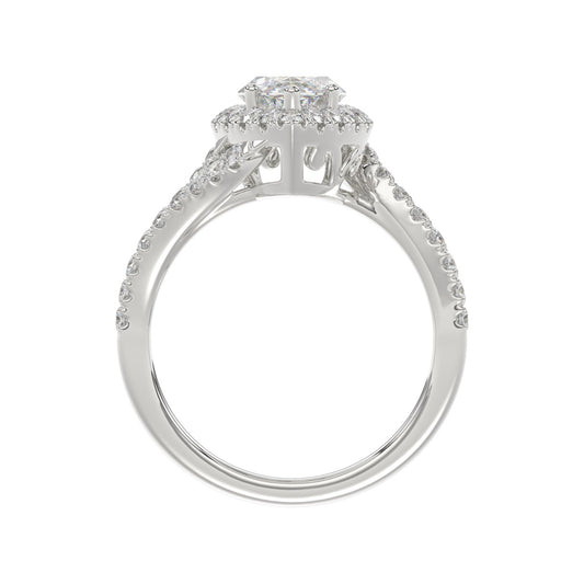 14K WHITE GOLD 2 3/4CT ROUND/MARQUISE DIAMOND LADIES RING (CENTER STONE MARQUISE DIAMOND 2CT)