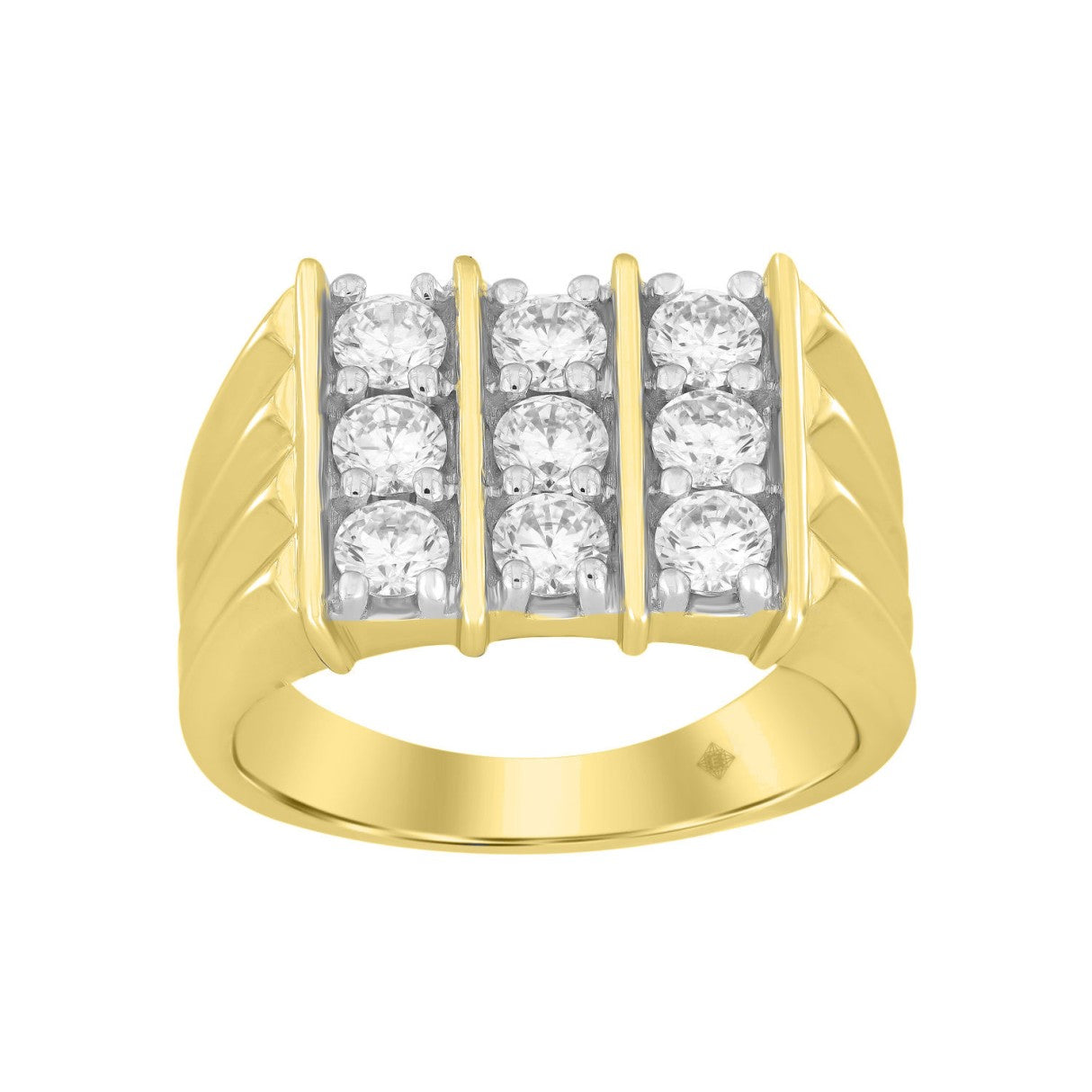 10K YELLOW GOLD 2.00CT ROUND DIAMOND MEN'S RING