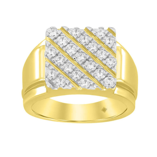 10K YELLOW GOLD 1.00CT ROUND DIAMOND MEN'S RING