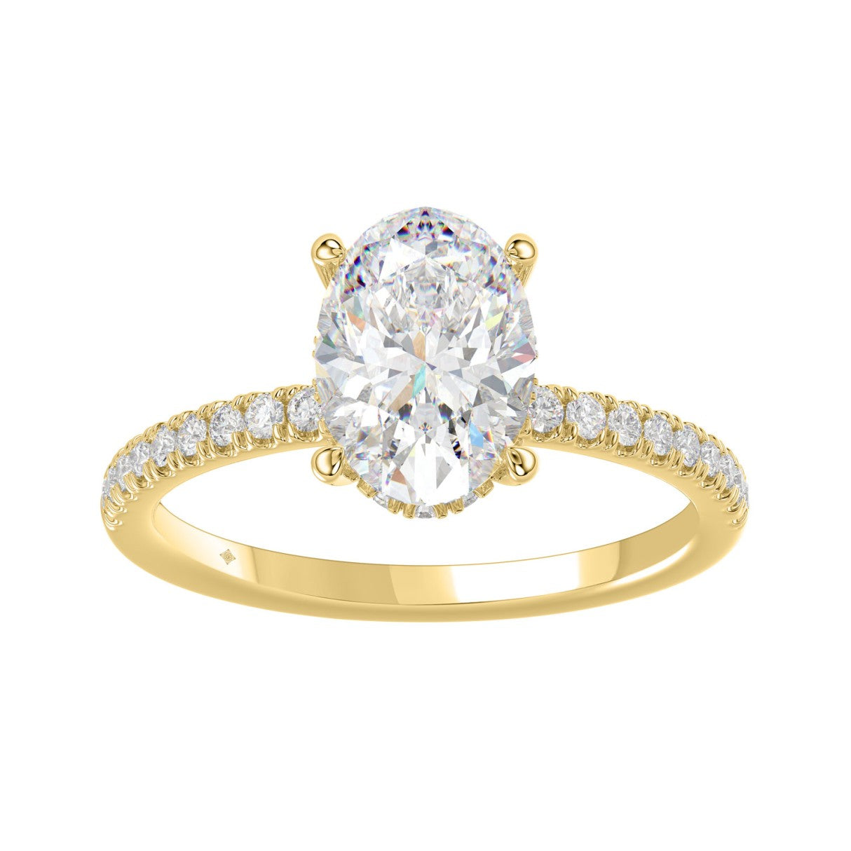 14K YELLOW GOLD 2 1/5CT ROUND/OVAL DIAMOND LADIES RING (CENTER STONE OVAL DIAMOND 2CT)