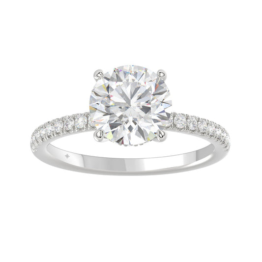 14K WHITE GOLD 2 1/4CT ROUND DIAMOND LADIES RING (CENTER STONE ROUND DIAMOND 2CT)