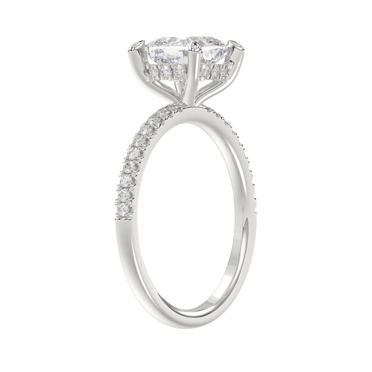 14K WHITE GOLD 2 1/4CT ROUND/CUSHION DIAMOND LADIES RING (CENTER STONE CUSHION DIAMOND 2CT)