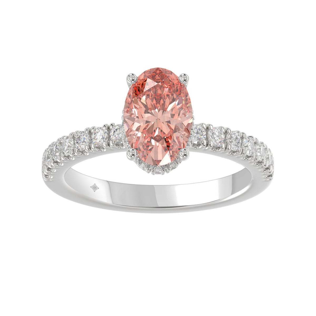 14K WHITE GOLD 2 1/2CT ROUND/OVAL DIAMOND LADIES RING
