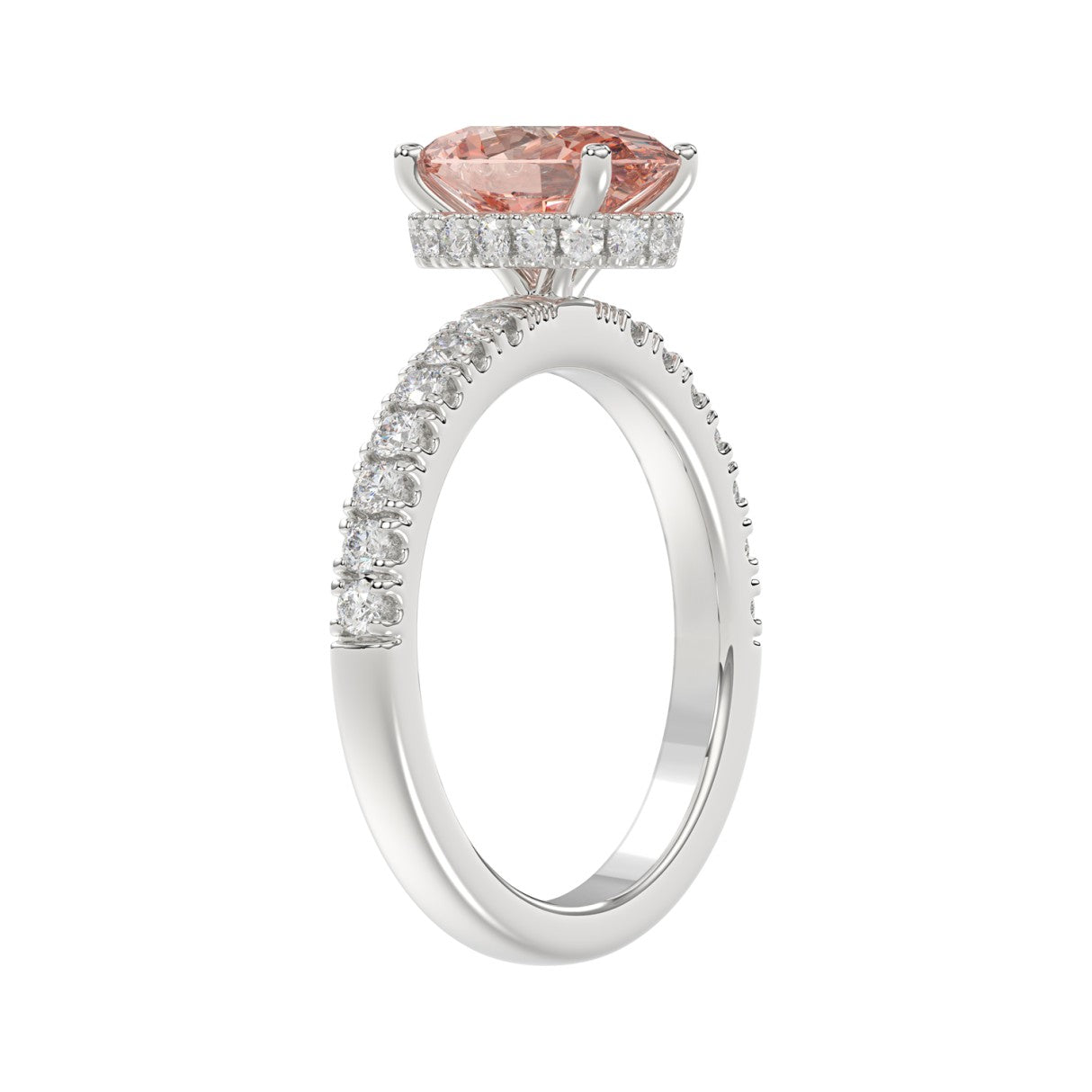 14K WHITE GOLD 2 1/2CT ROUND/OVAL DIAMOND LADIES RING