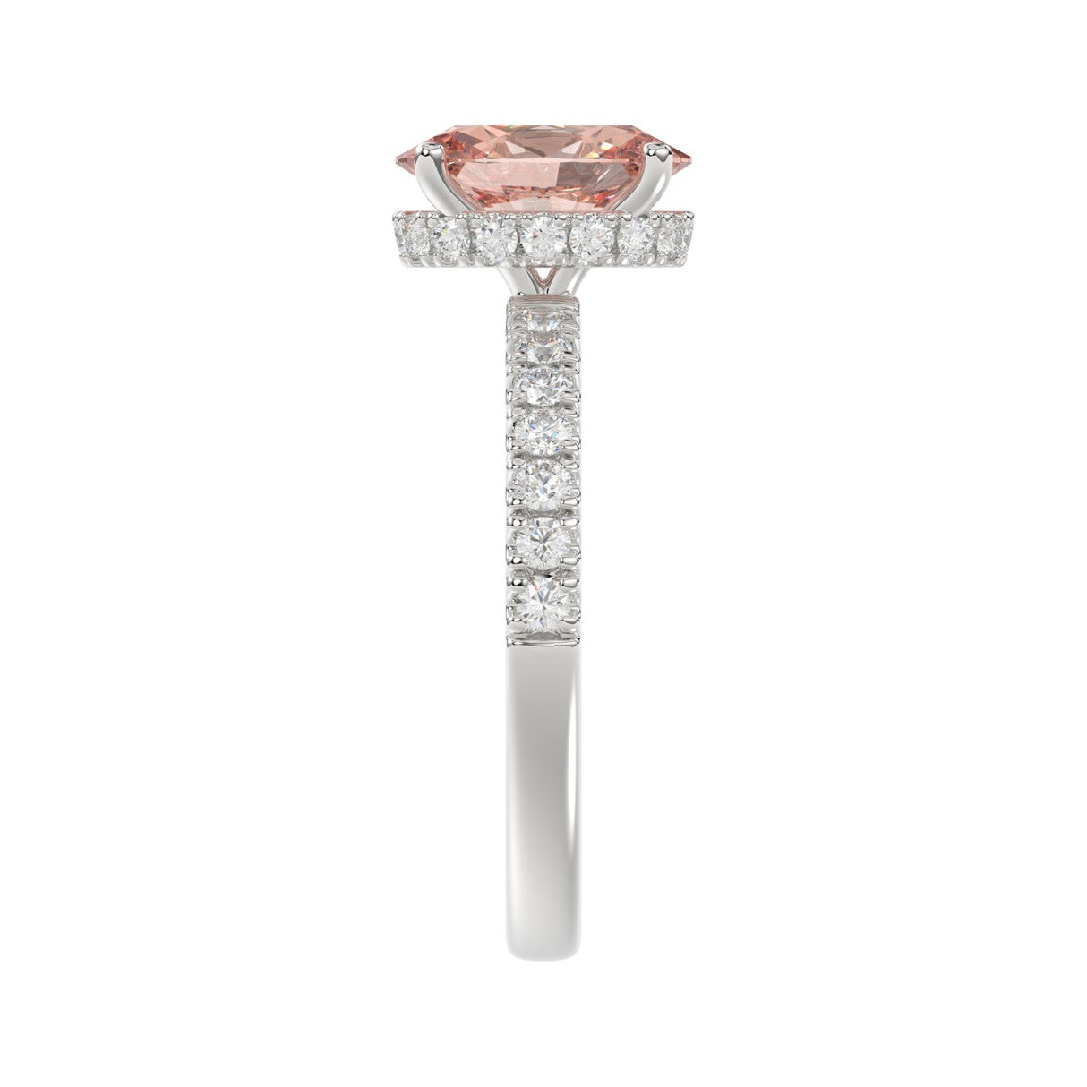 14K WHITE GOLD 2 1/2CT ROUND/OVAL DIAMOND LADIES RING
