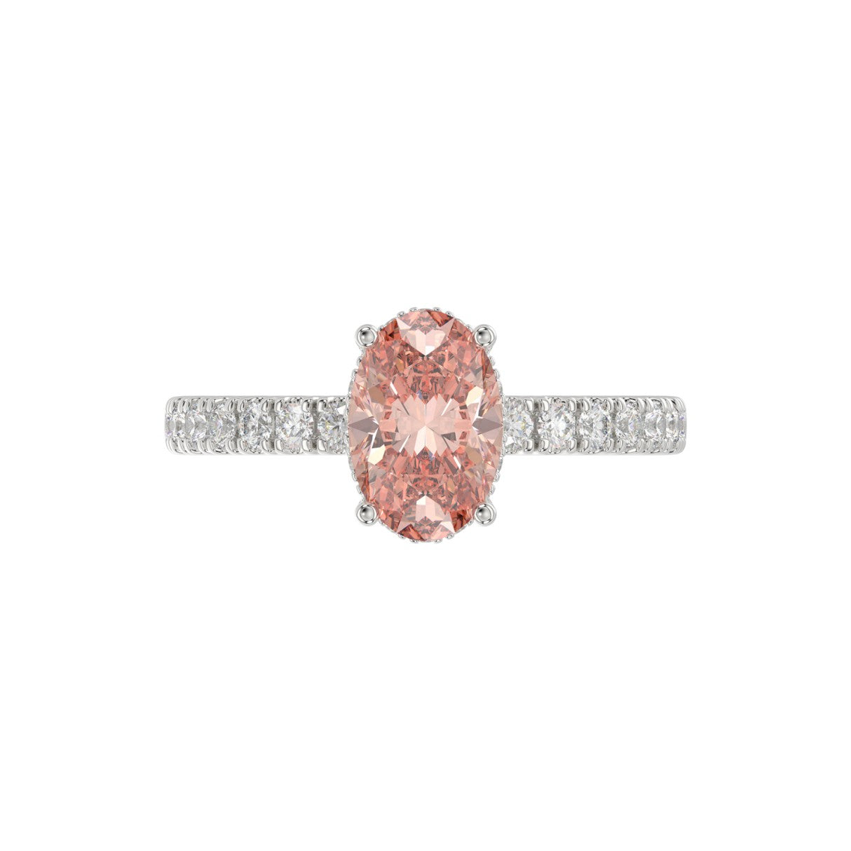 14K WHITE GOLD 2 1/2CT ROUND/OVAL DIAMOND LADIES RING