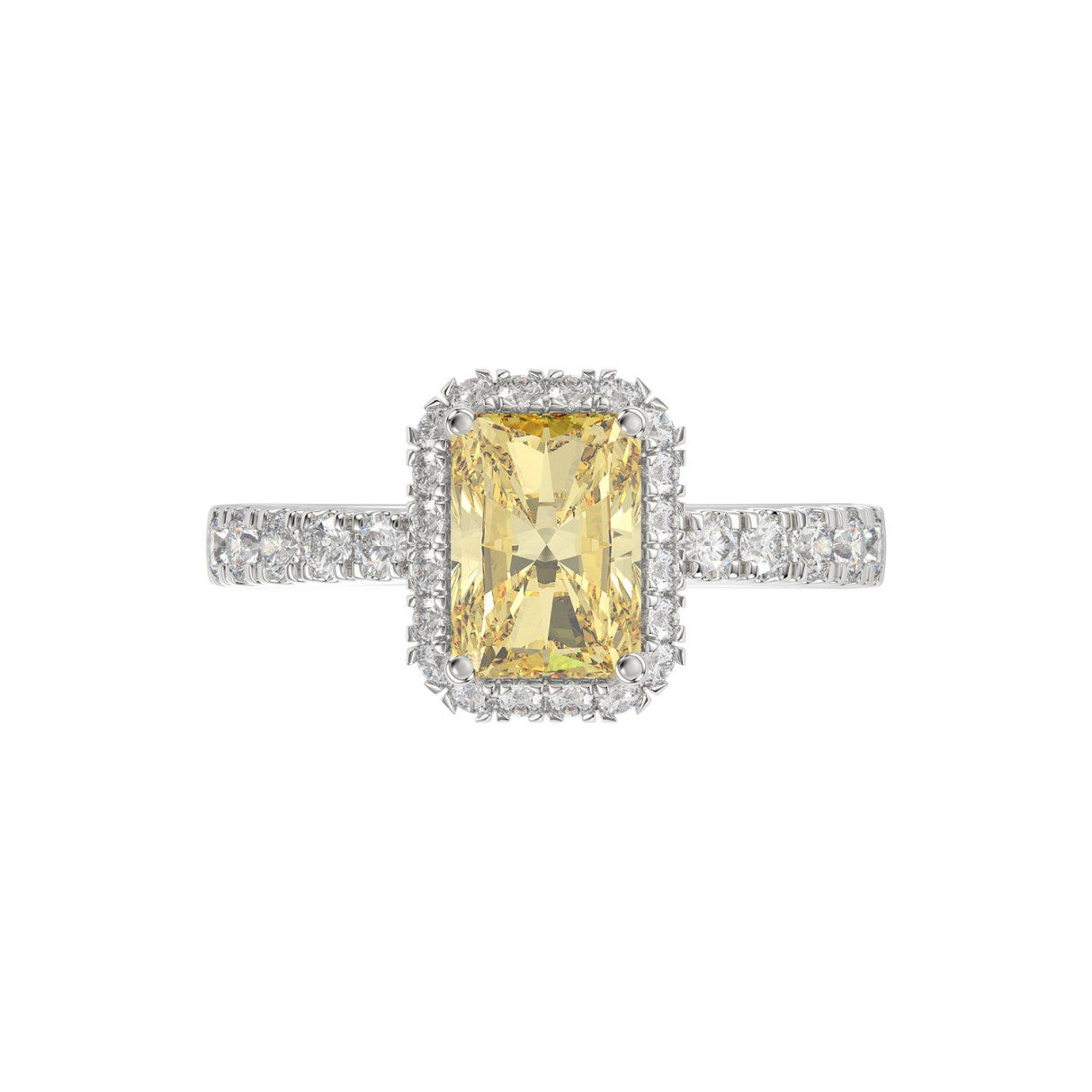 14K WHITE GOLD 1.00CT ROUND/YELLOW RADIANT DIAMOND LADIES RING (CENTER STONE YELLOW RADIANT DIAMOND 3.00CT)