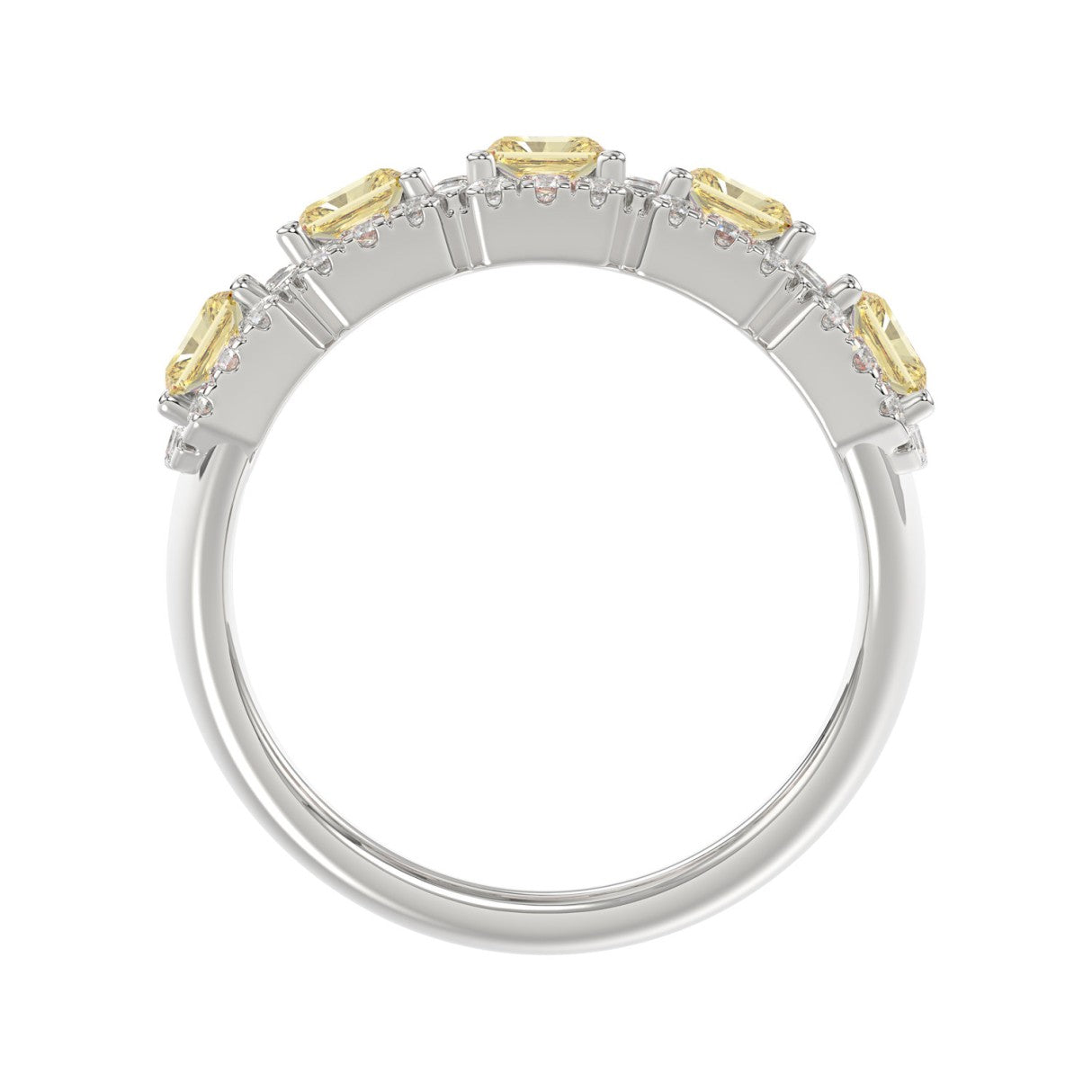 14K WHITE GOLD 3.00CT ROUND/RADIANT YELLOW DIAMOND LADIES RING