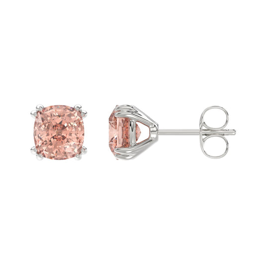 ETERNAL BLUSH COLLECTION 14K WHITE GOLD 2.00CT PINK CUSHION DIAMOND LADIES EARRINGS