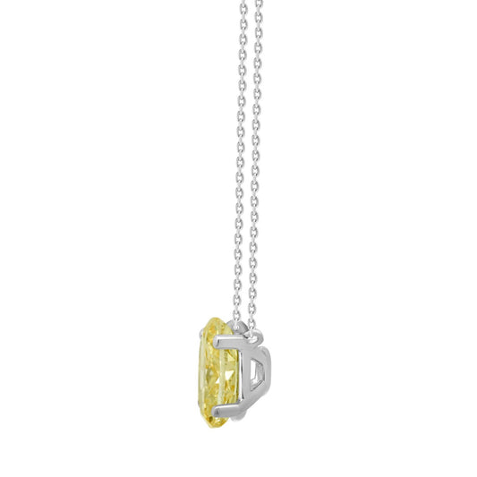 14K WHITE GOLD 1.00CT YELLOW OVAL DIAMOND LADIES PENDANT