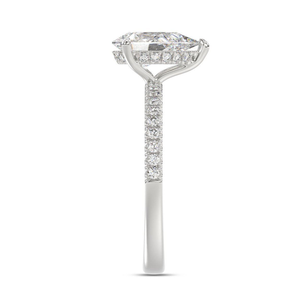 14K WHITE GOLD 1 3/4CT ROUND/PEAR DIAMOND LADIES RING (CENTER STONE PEAR DIAMOND 1 1/2CT)