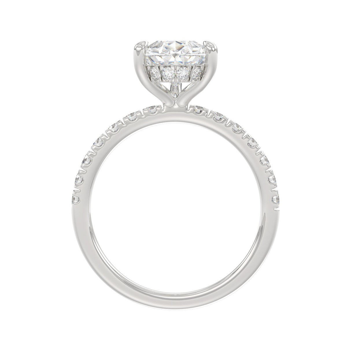 14K WHITE GOLD 3 1/2CT ROUND/PEAR DIAMOND LADIES RING (CENTER STONE PEAR DIAMOND 3CT)