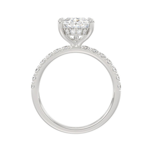 14K WHITE GOLD 3 1/2CT ROUND/PEAR DIAMOND LADIES RING (CENTER STONE PEAR DIAMOND 3CT)