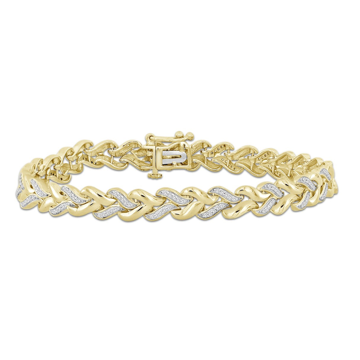STERLING SILVER YELLOW 1/3CT ROUND DIAMOND LADIES BRACELET