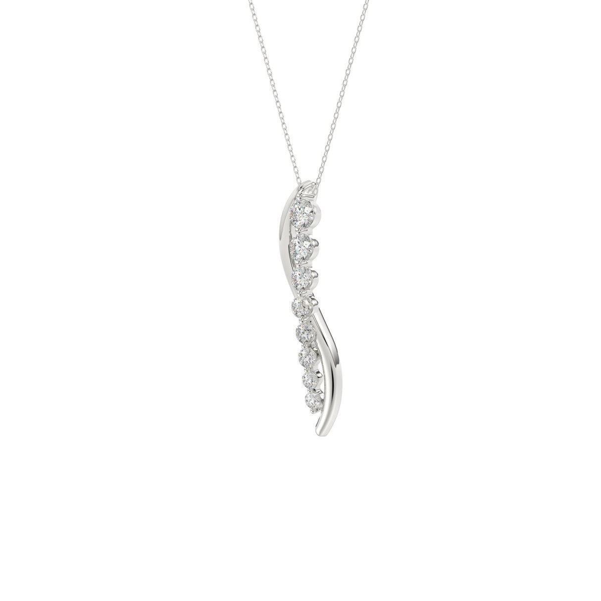 14K WHITE GOLD 3/8CT ROUND DIAMOND LADIES PENDANT WITH CHAIN