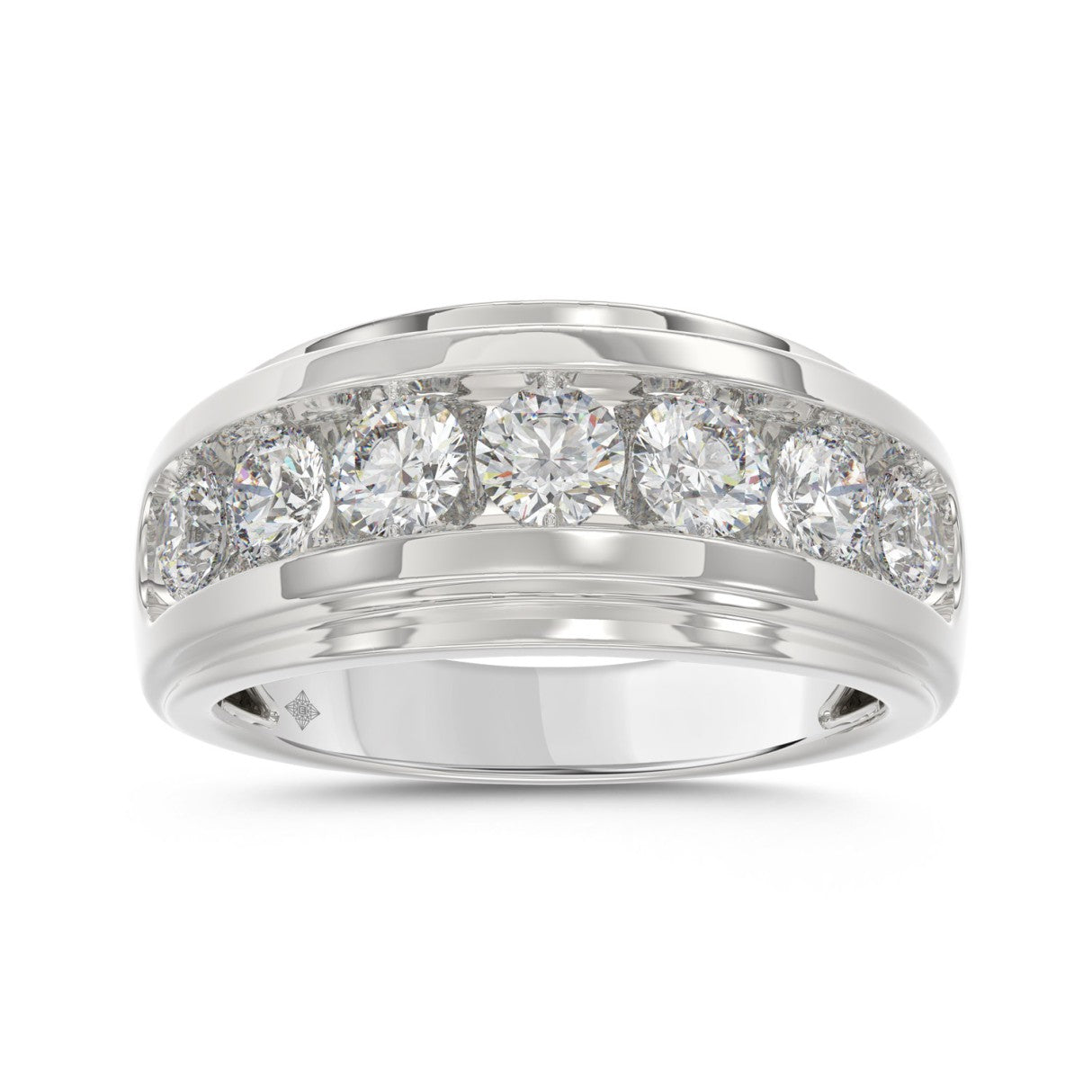 14K WHITE GOLD 2.00CT ROUND DIAMOND MEN'S RING