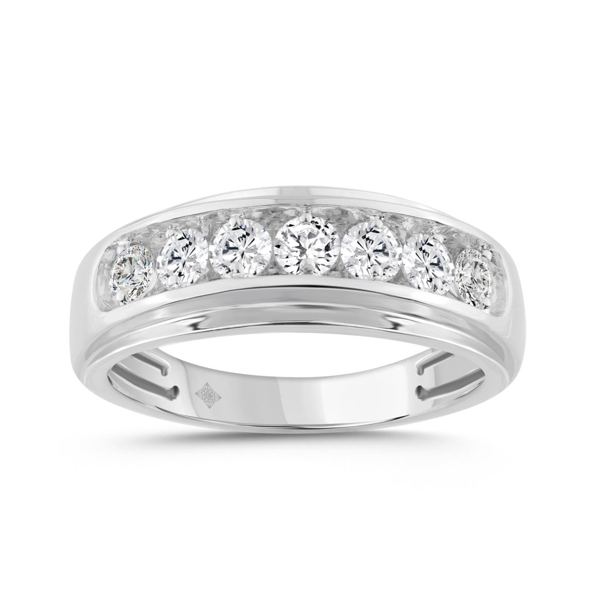 14K WHITE GOLD 1.00CT ROUND DIAMOND MEN'S RING