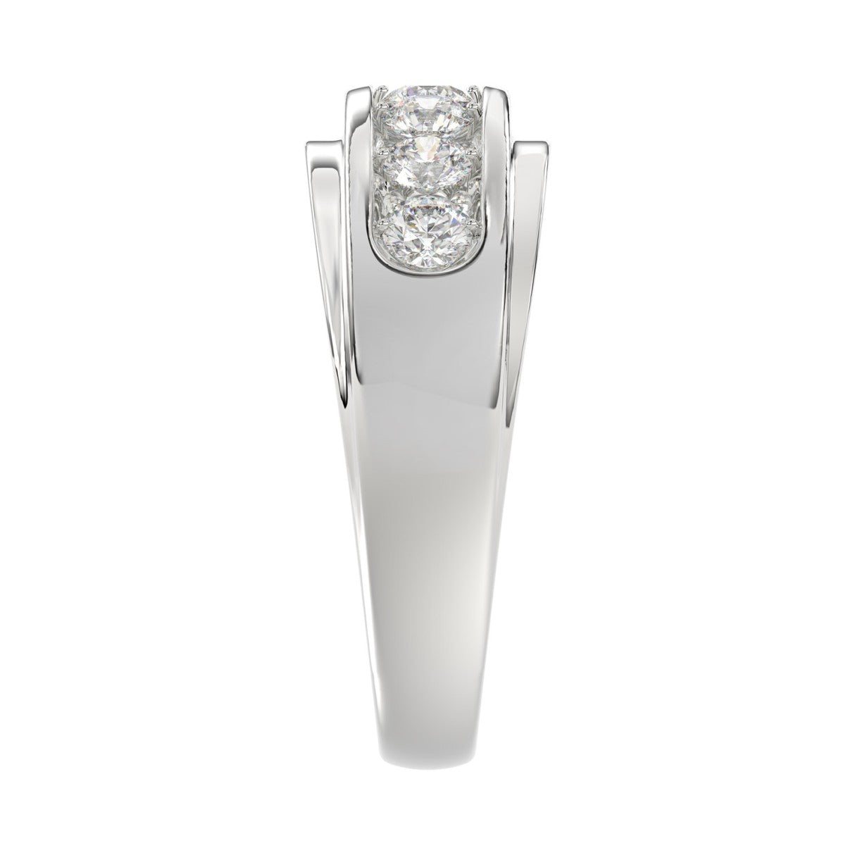 14K WHITE GOLD 1.00CT ROUND DIAMOND MEN'S BAND