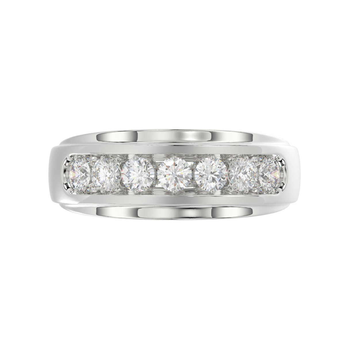 14K WHITE GOLD 1.00CT ROUND DIAMOND MEN'S BAND