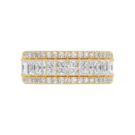 Ladies 14K Yellow Gold Ladies Band 2 1/4CT Featuring Round &amp; Radiant Cut Diamonds