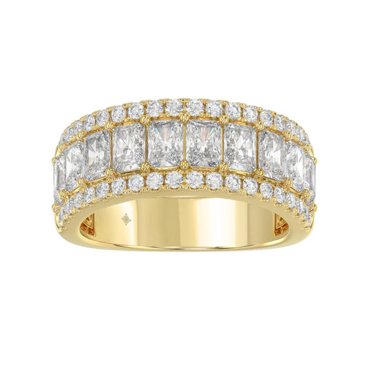 3.00 CT Fashion Band for Ladies Round &amp; Radiant Cut Diamonds 14K Yellow Gold Luxury Band (Color F-G -Clarity VS1/VS2)