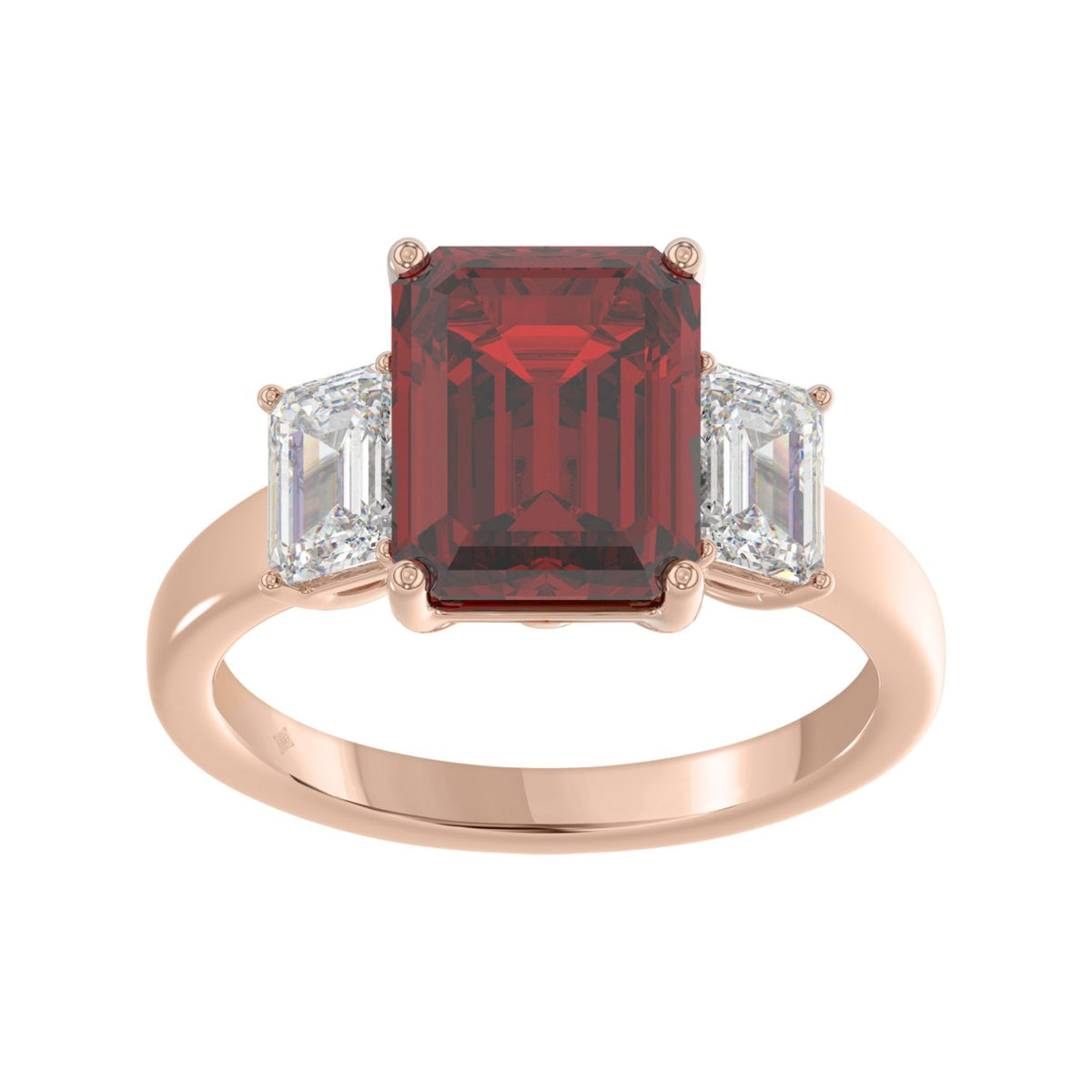 14K ROSE GOLD 5 1/3CT EMERALD DIAMOND LADIES RING (EMERALD RUBY)