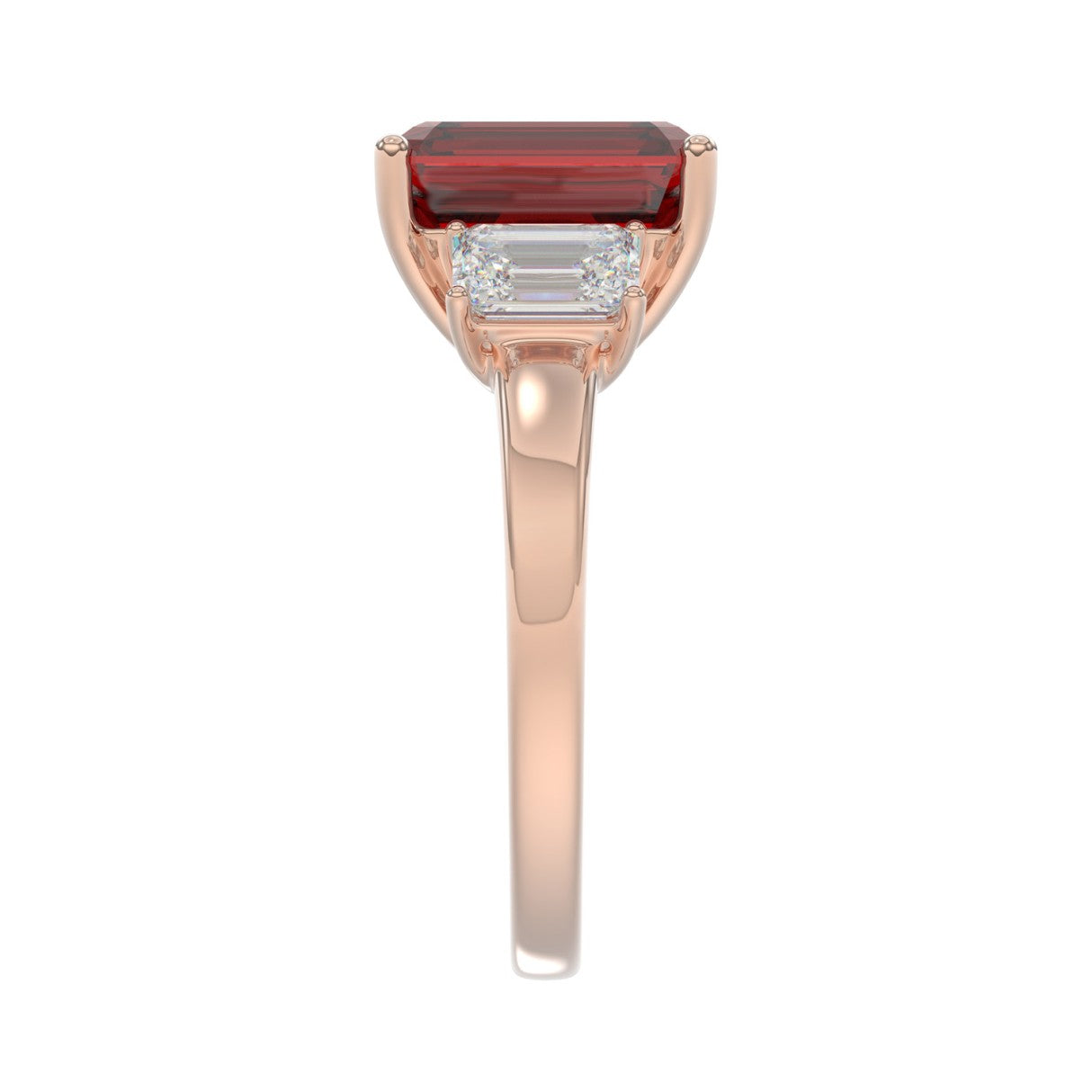 14K ROSE GOLD 5 1/3CT EMERALD DIAMOND LADIES RING (EMERALD RUBY)