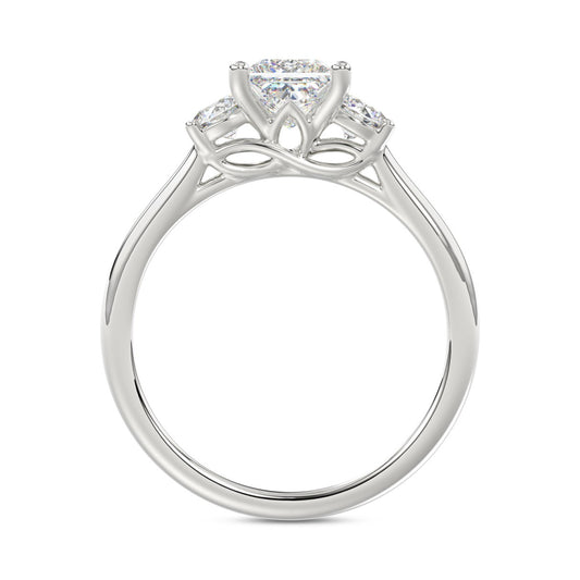 14K WHITE GOLD 1.00CT PRINCESS/ROUND DIAMOND LADIES RING (CENTER STONE PRINCESS DIAMOND 3/4CT)