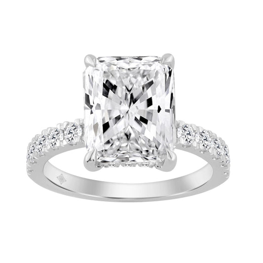 14K WHITE GOLD 4 3/4CT ROUND/RADIANT DIAMOND LADIES RING (CENTER STONE RADIANT DIAMOND 4.00CT)