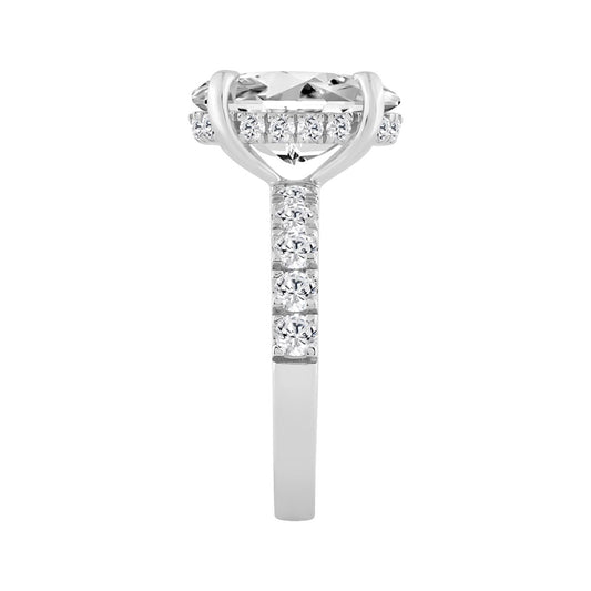 14K WHITE GOLD 6.00CT ROUND/OVAL DIAMOND LADIES RING (CENTER STONE OVAL DIAMOND 5CT)