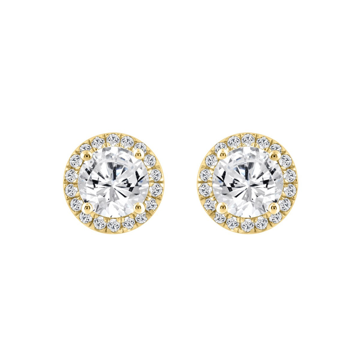 14K YELLOW GOLD 2 1/4CT ROUND DIAMOND LADIES EARRINGS