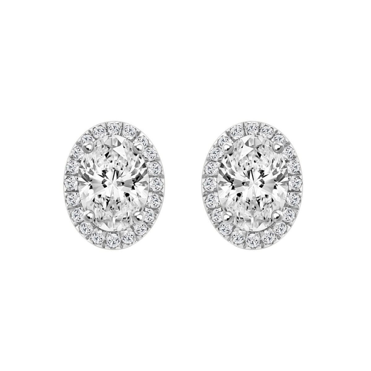 14K WHITE GOLD 2 1/4CT ROUND/OVAL DIAMOND LADIES EARRINGS