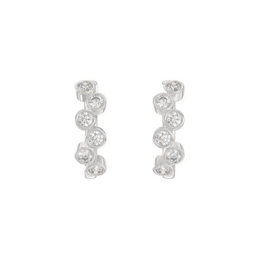 Elegant Ladies 10K White Gold 3/4Ct Round Lab Grown Diamond Fancy Hoop Earrings  (Color F-G -Clarity Vs1/Vs2)