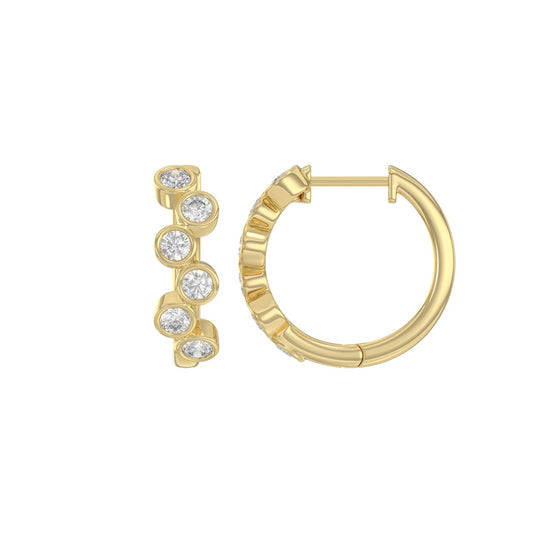Elegant Ladies 10K Yellow Gold 3/4CT Round Lab Grown Diamond Fancy Hoop Earrings  (Color F-G -Clarity VS1/VS2)