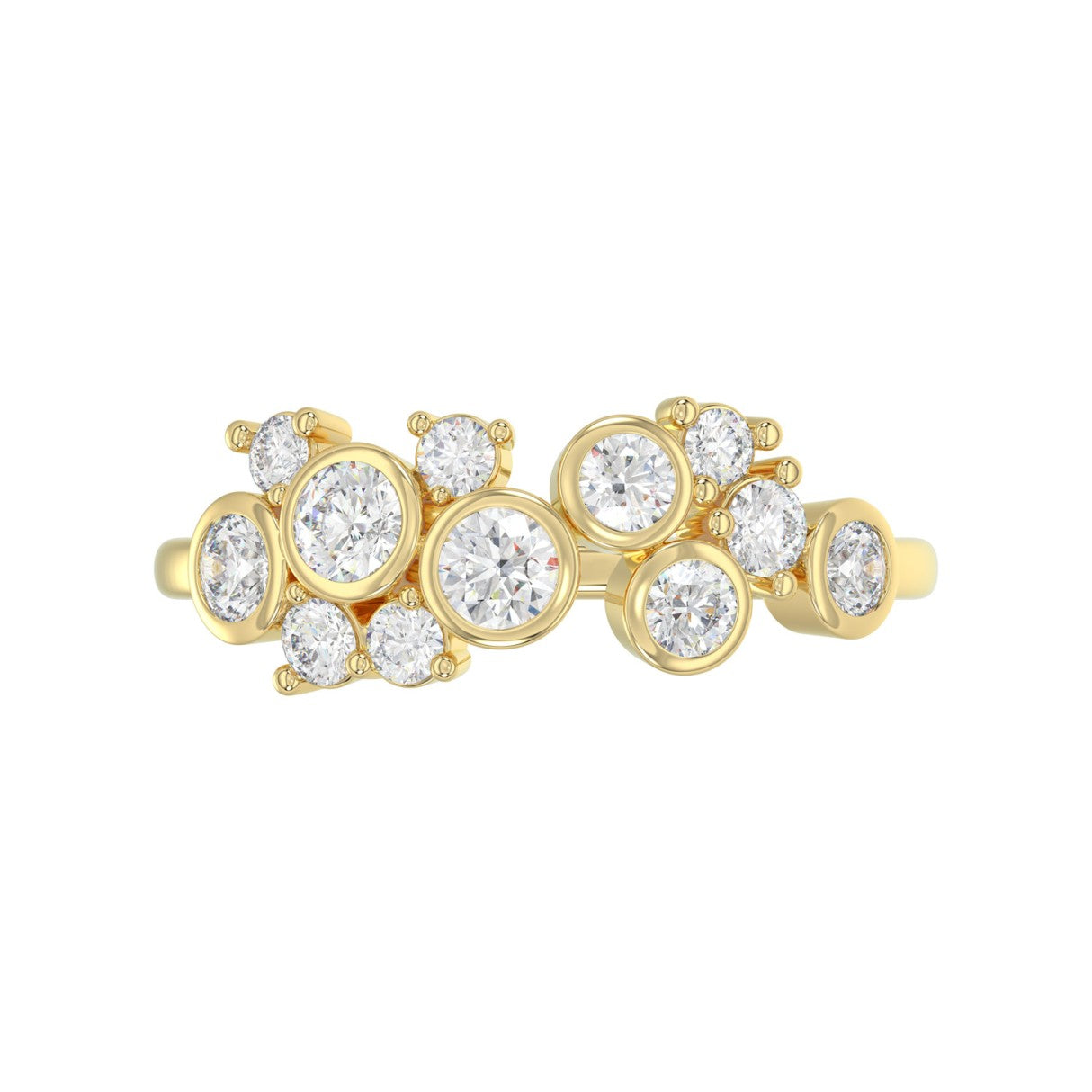 Classic 10K Yellow Gold  Round Lab Grown Diamond Ladies Fashion  Ring 3/4Ct (Color F-G -Clarity Vs1/Vs2)