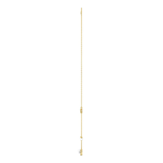 10K Yellow Gold Pearl &amp; Ladies Necklace 1/5CT  Marquise Diamonds (Color F-G -Clarity VS1/VS2)