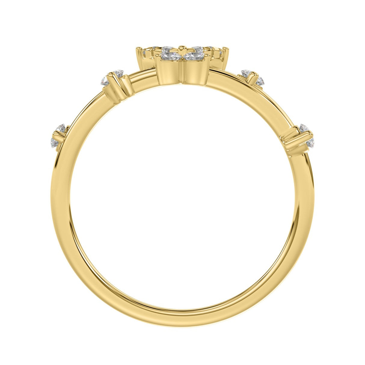 Elegant 10K Yellow Gold Ladies Ring With 1/5Ct Round Diamond And Butterfly Design
