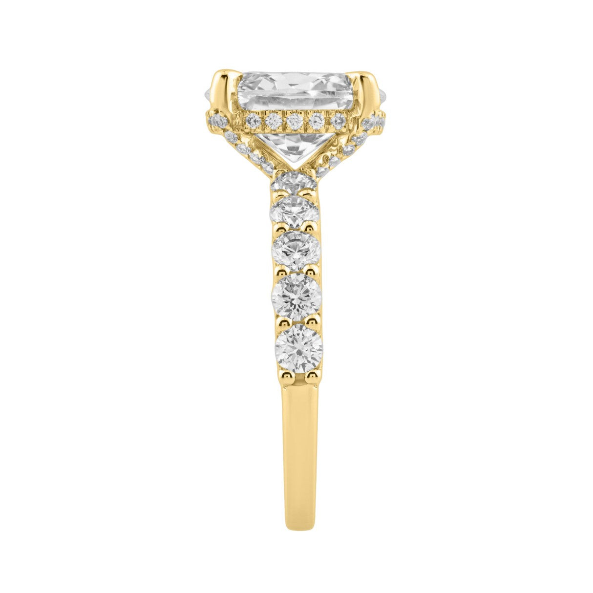 14K Yellow Gold 5 1/2Ct Oval & Round Diamond Engagement Ring Women Bridal Wedding Ring 4Ct Oval Center Stone (Color F-G -Clarity Vs1/Vs2)