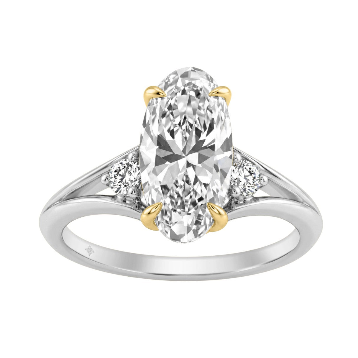 Elegance14K White/Yellow Gold Diamond Engagement Ring 2 1/4Ct Elongated Oval Center With Round Side Stones, Women Ring 2Ct  ELONGATED Oval Center Stone (Color F-G -Clarity Vs1/Vs2)