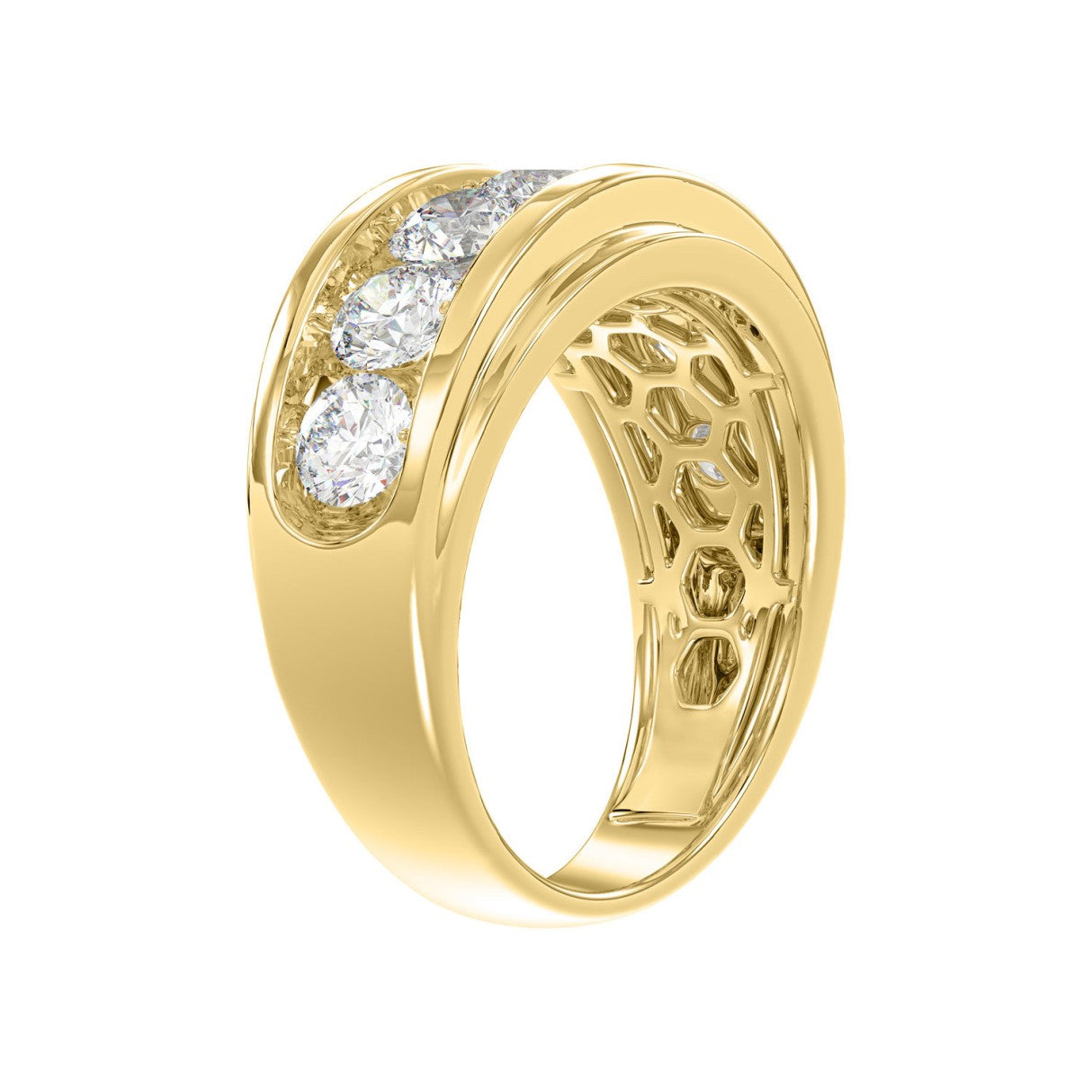 Elegant 14K Yellow Gold 3.00Ct Men's Round Cut Lab Grown Diamond Band