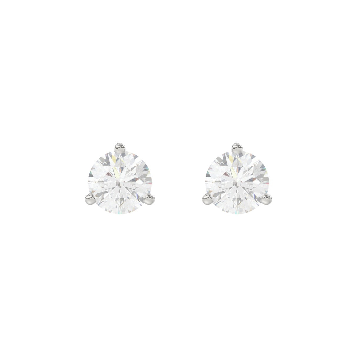 14K White Gold 2.00CT Round Brilliant Diamond Solitaire Stud Earrings for Women Fine Jewelry