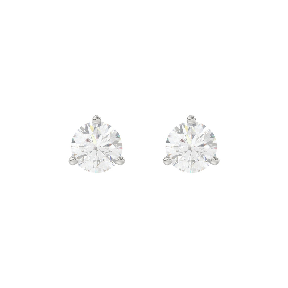 14K White Gold 2.00CT Round Brilliant Diamond Solitaire Stud Earrings for Women Fine Jewelry
