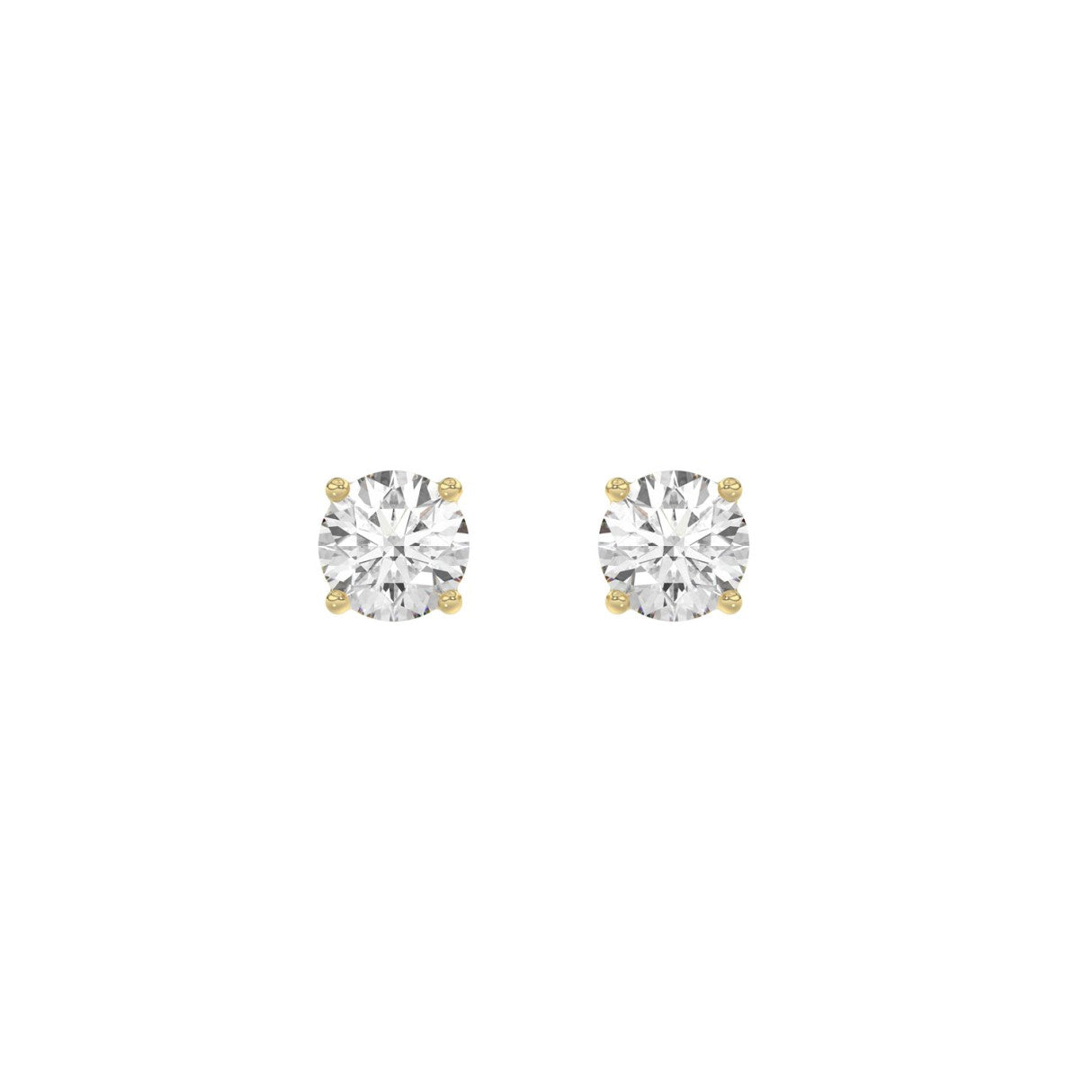 14K Yellow Gold 1.00 Ct Round Brilliant Diamond Stud Earrings Lab Grown Diamond Solitaire Earrings For Women Fine Jewelry Gift